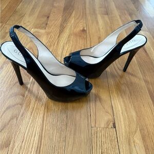 Guess Patent Black Slingback Heels